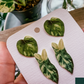 Mini Watercolor-Inspired Plant Leaf Stud Earrings