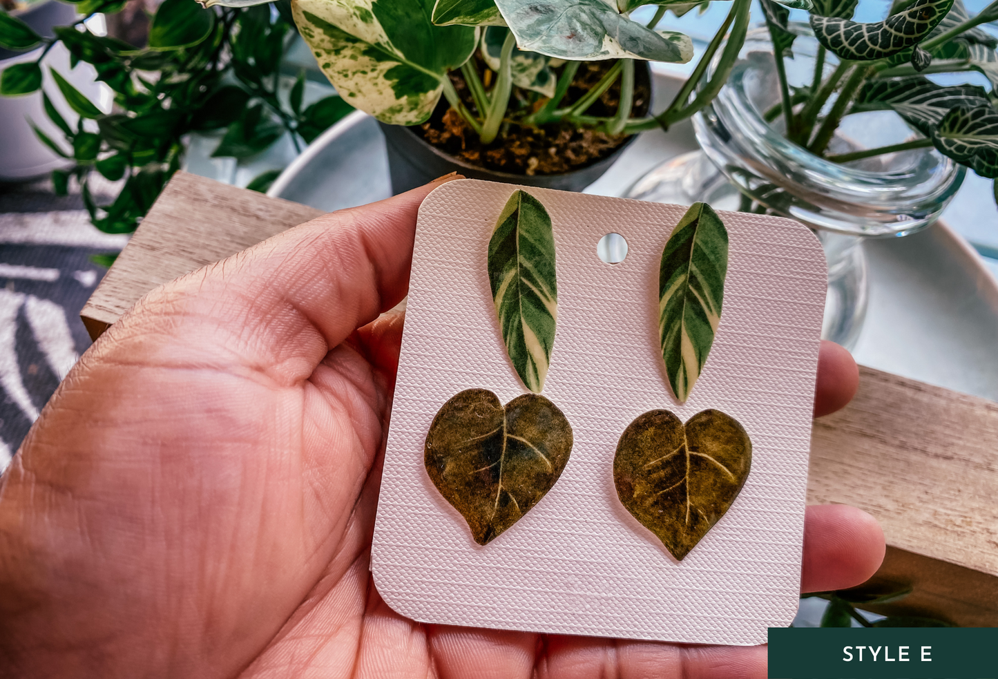 Mini Watercolor-Inspired Plant Leaf Stud Earrings