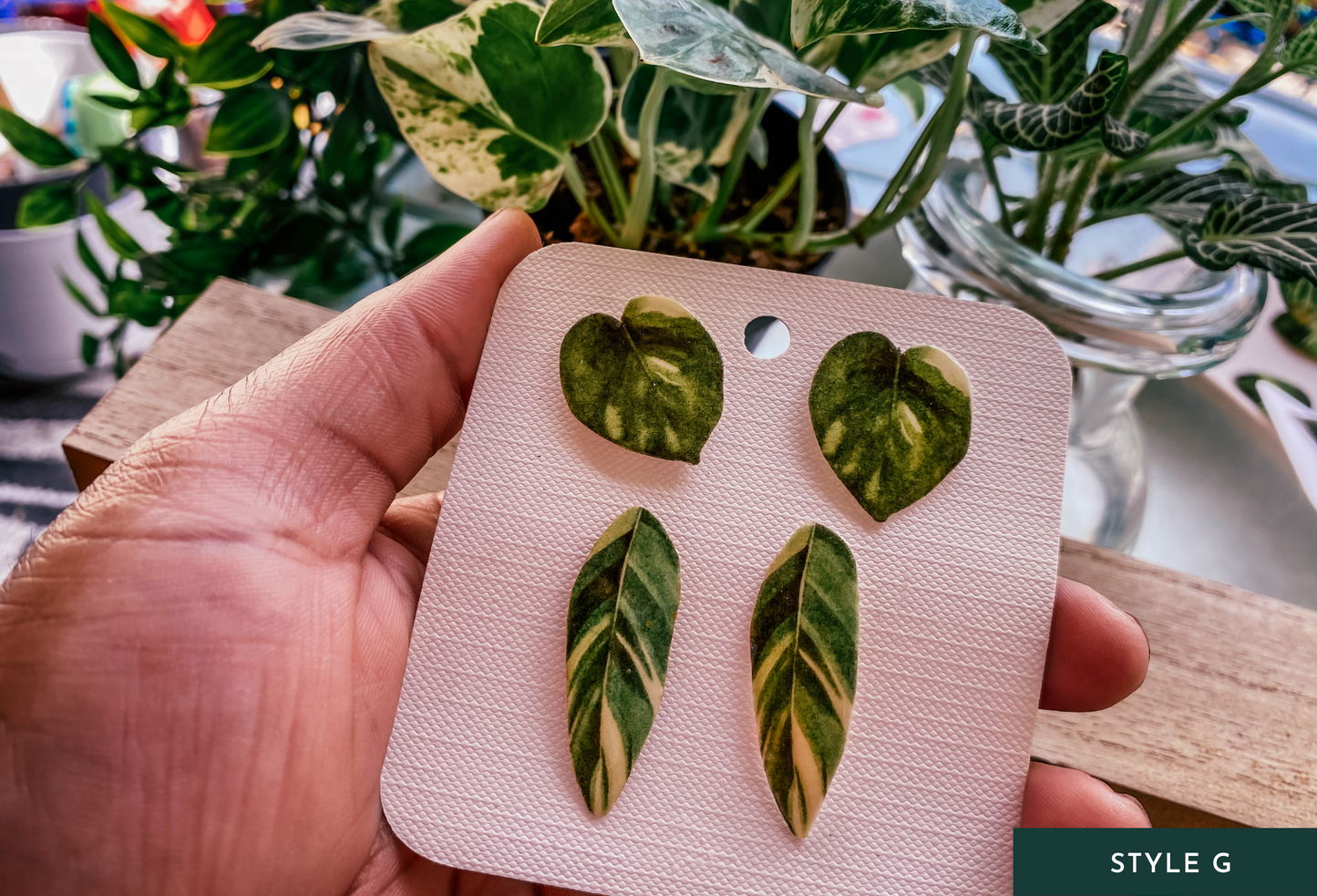 Mini Watercolor-Inspired Plant Leaf Stud Earrings